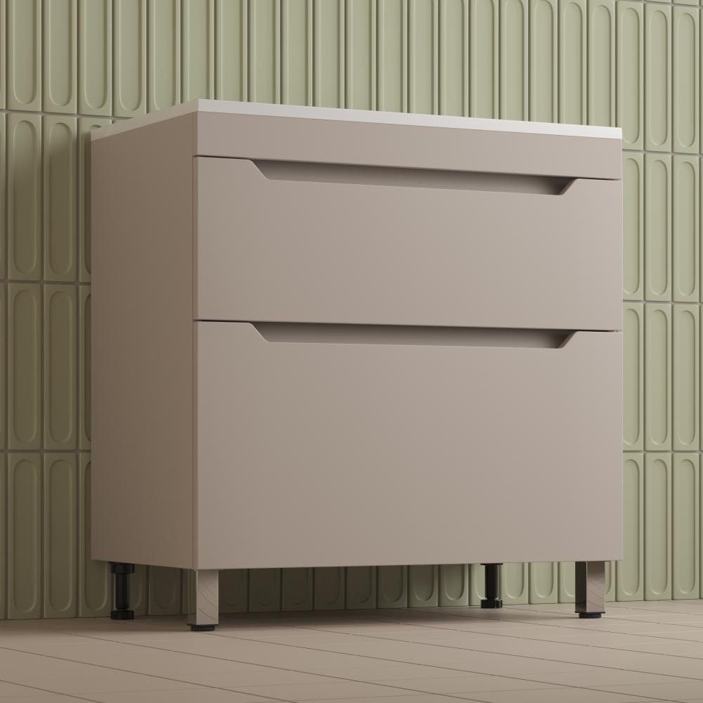 Тумба напольная "Остин" под раковину Фортуна 80 2 ящ крем эмаль PLUS