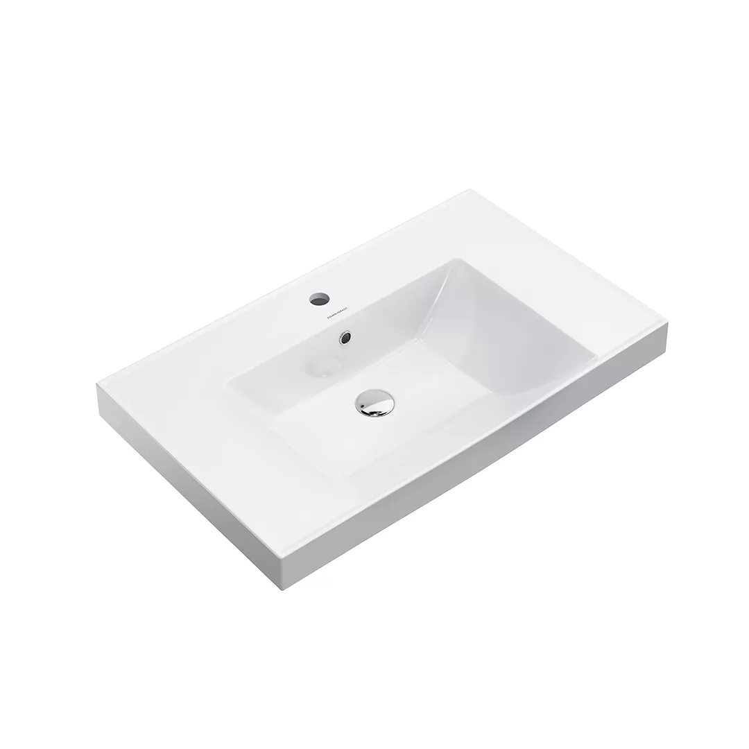 Раковина CUBO подвесная\мебельная 80, белая глянцевая