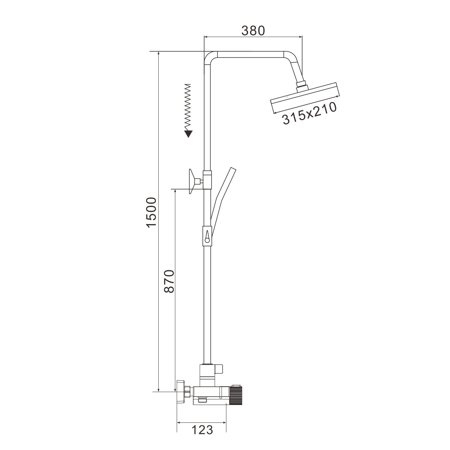 Душевая система с термостатом Rose R1896T-6, пепельный
