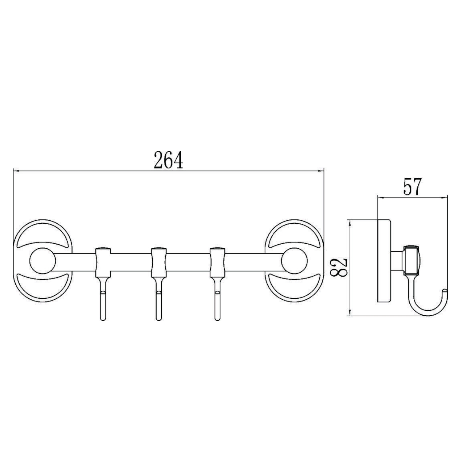Планка с крючками Savol S-008203, хром
