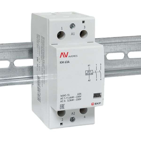 Контактор модульный КМ 63А 2NО 230В AC (2 мод.) AVERES EKF km-av-2-63-20-230V