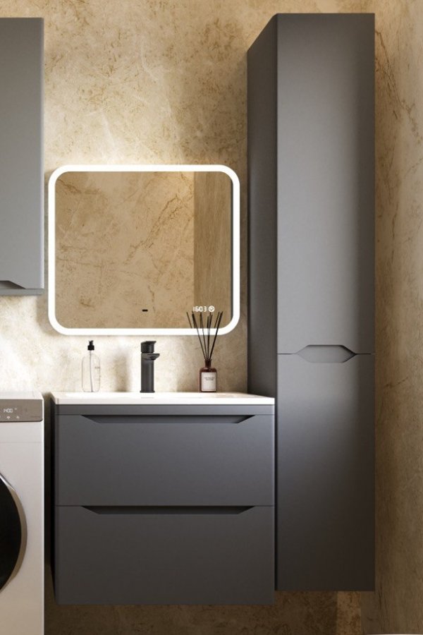 Тумба подвесная "Марелла 60" (2 ящ.) Люкс антискрейтч серый, PLUS