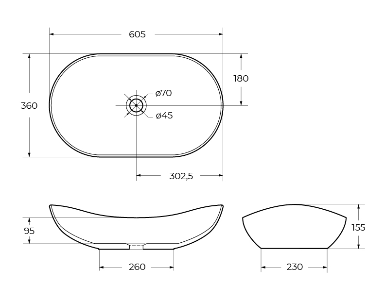 Накладная раковина BelBagno BB1404-H316