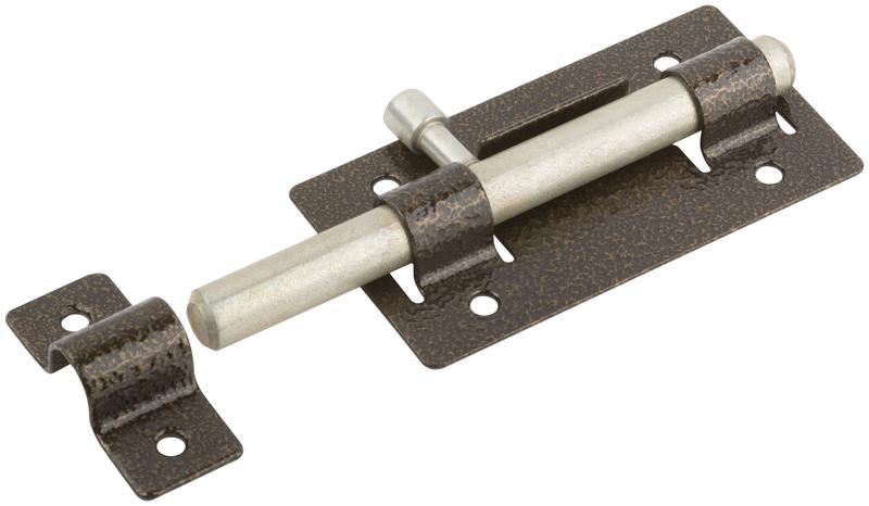 Задвижка накладная усиленная для дверей круглый ригель бронза 66680