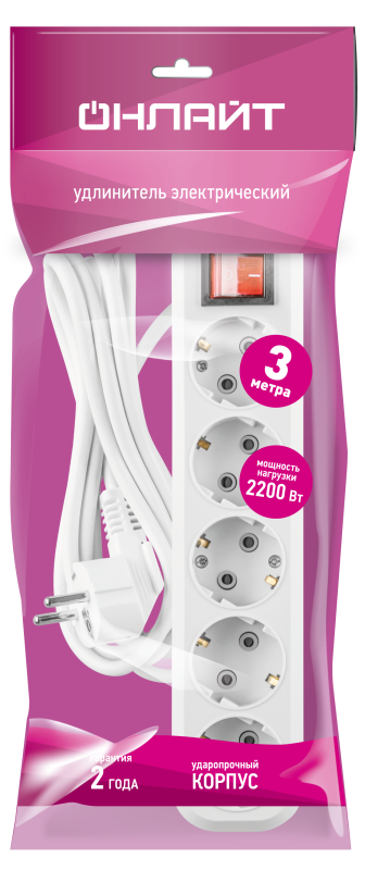 Удлинитель 90 806 OPE-S-05-300-ESC-3x0.75 ОНЛАЙТ 90806