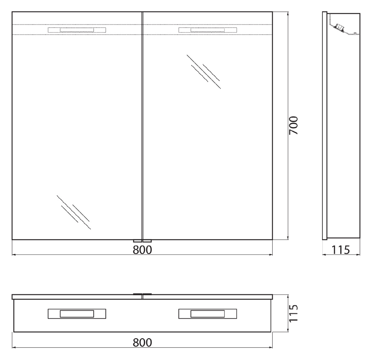 Зеркало-шкаф BelBagno SPC-2A-DL-BL-800