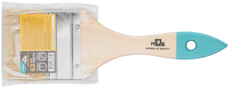 Кисть флейцевая натур. светлая щетина деревянная ручка 2.5дюйм (63мм) MOS 00706М