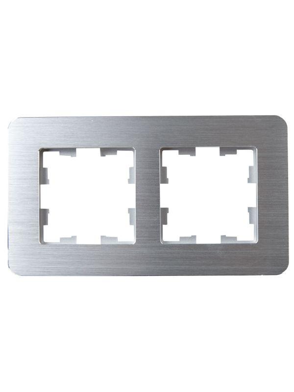 Рамка 2-м BRITE РУ-2-1-Бр метал. алюм. RE AL IEK BR-M22-M-21-K47