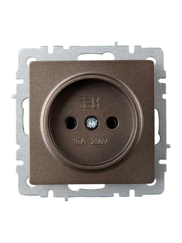 Розетка 1-м СП BRITE РС10-1-0-БрТБ 10А без заземл. без защ. шторок механизм бронза IEK BR-R10-10-K45