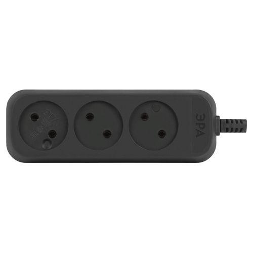 Колодка удлинителя 3-м без заземл. черн. KX-3-B Эра Б0061683