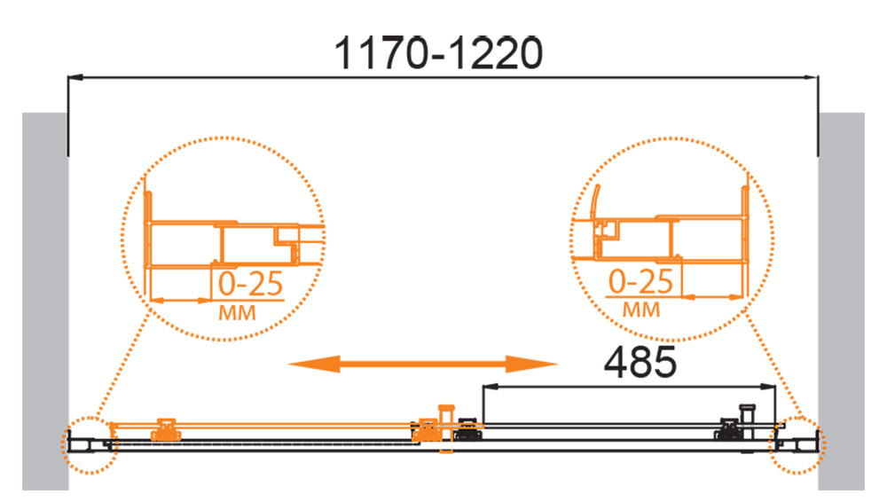 Душевая дверь CEZARES MOLVENO-BF-1-120-P-Cr