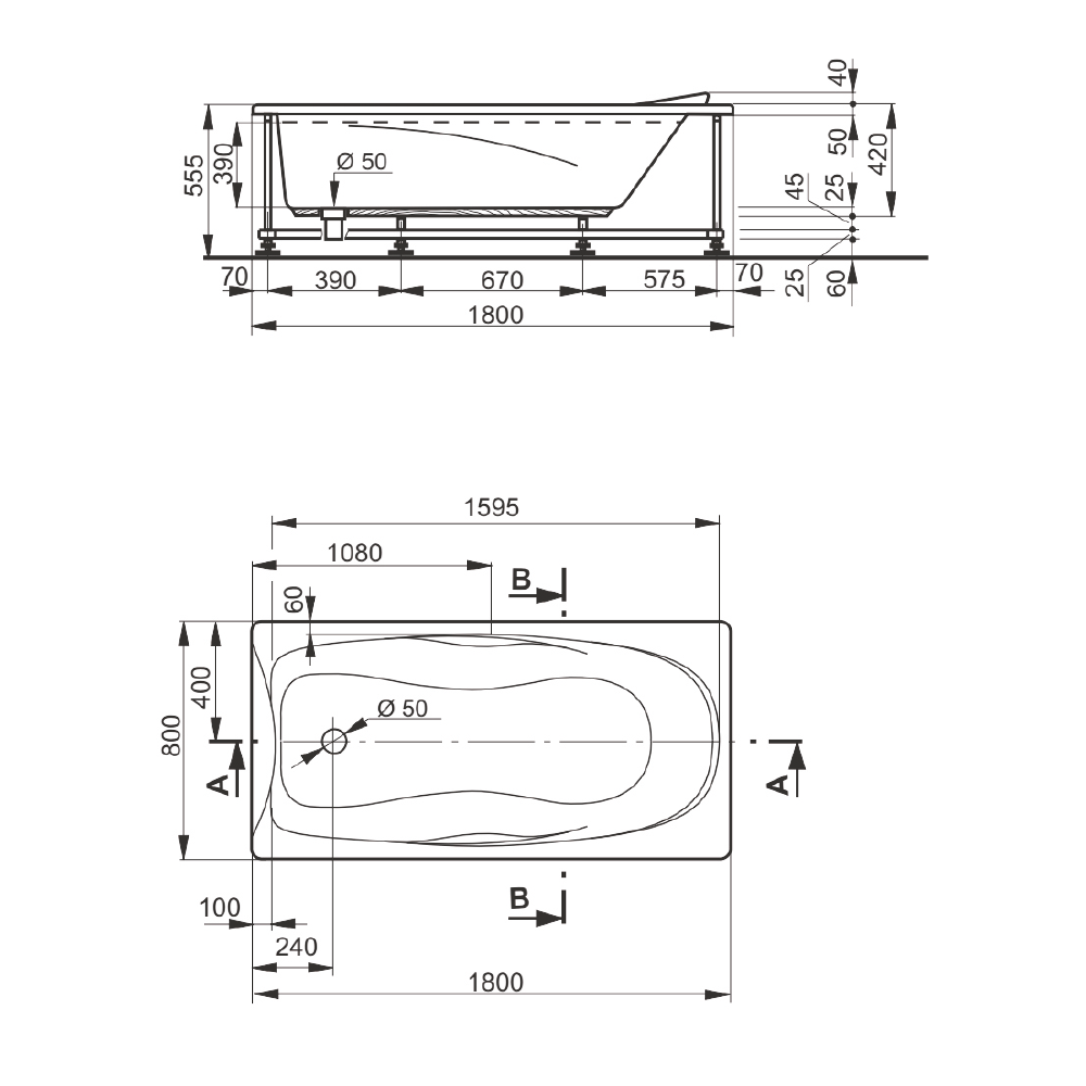 Veedi Ванна акриловая Una 180х80