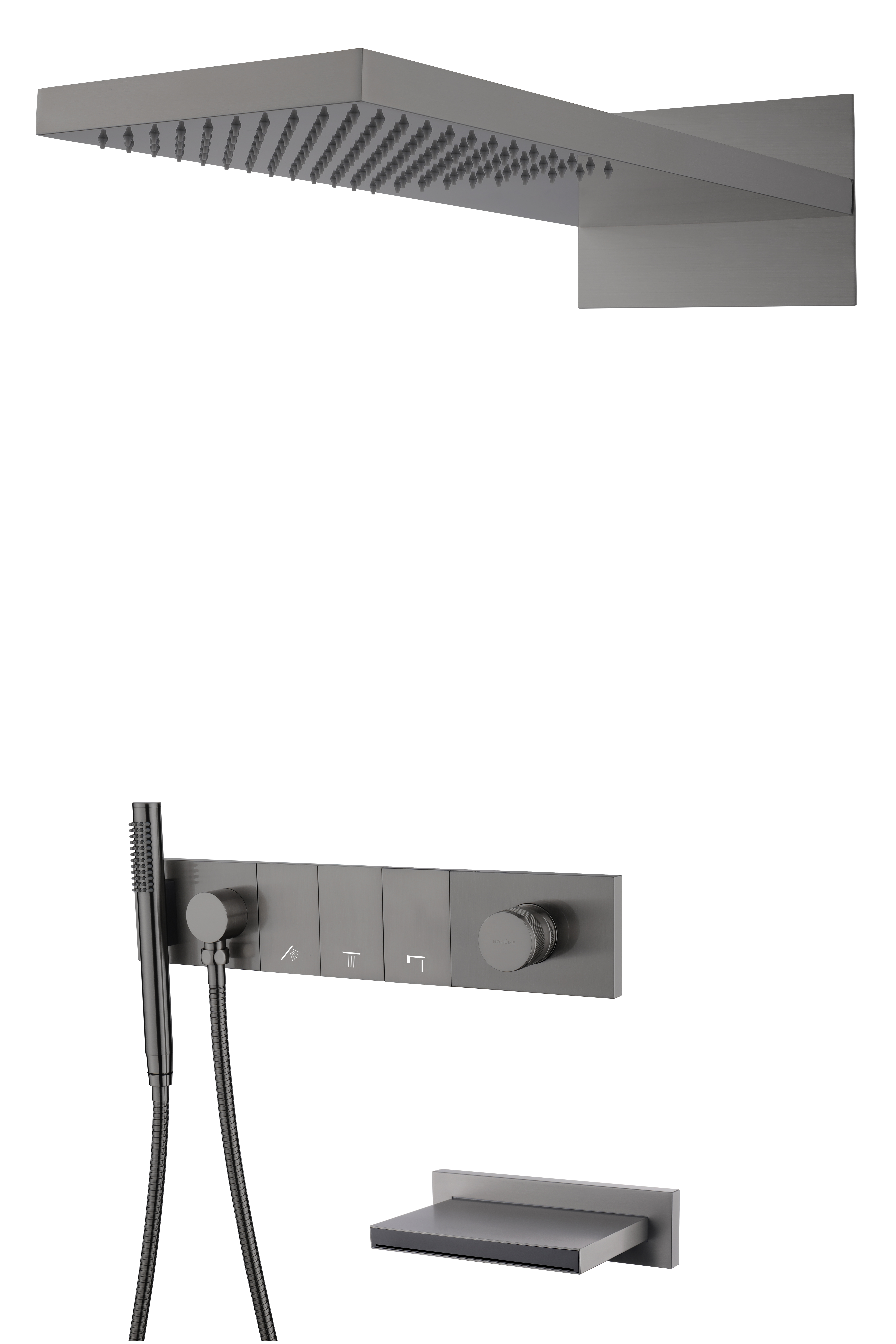 Встроенная душевая система  ZODIAC с термостатом, трехпозиционная Black