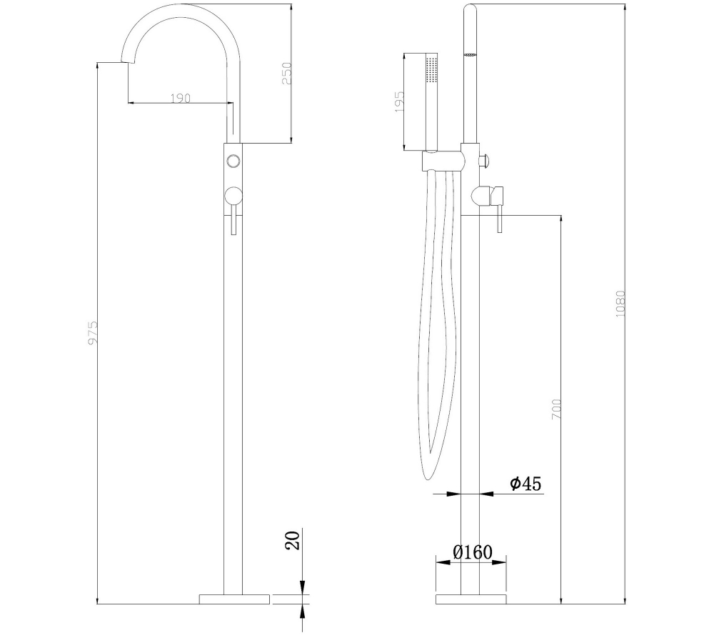 Смеситель ABBER Wasser Kreis AF8115RGN напольный для ванны, розовое золото
