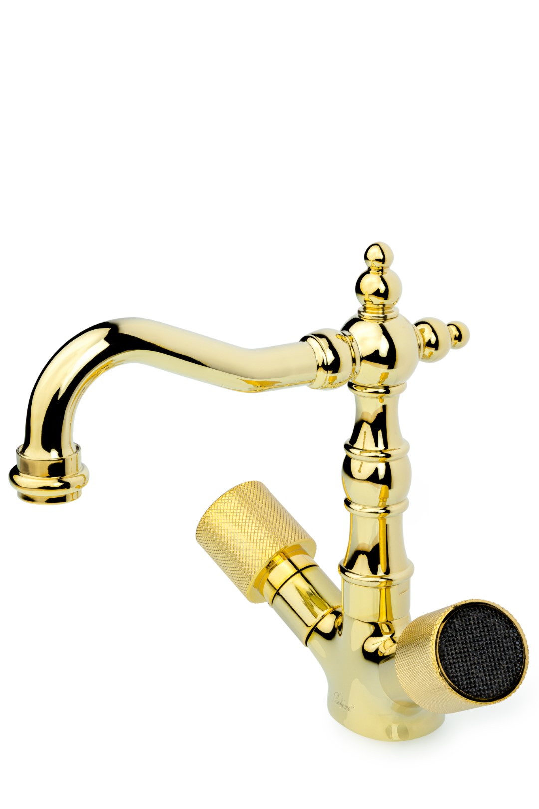Смеситель для умывальника, высокий ROYAL CRYSTAL black, золото