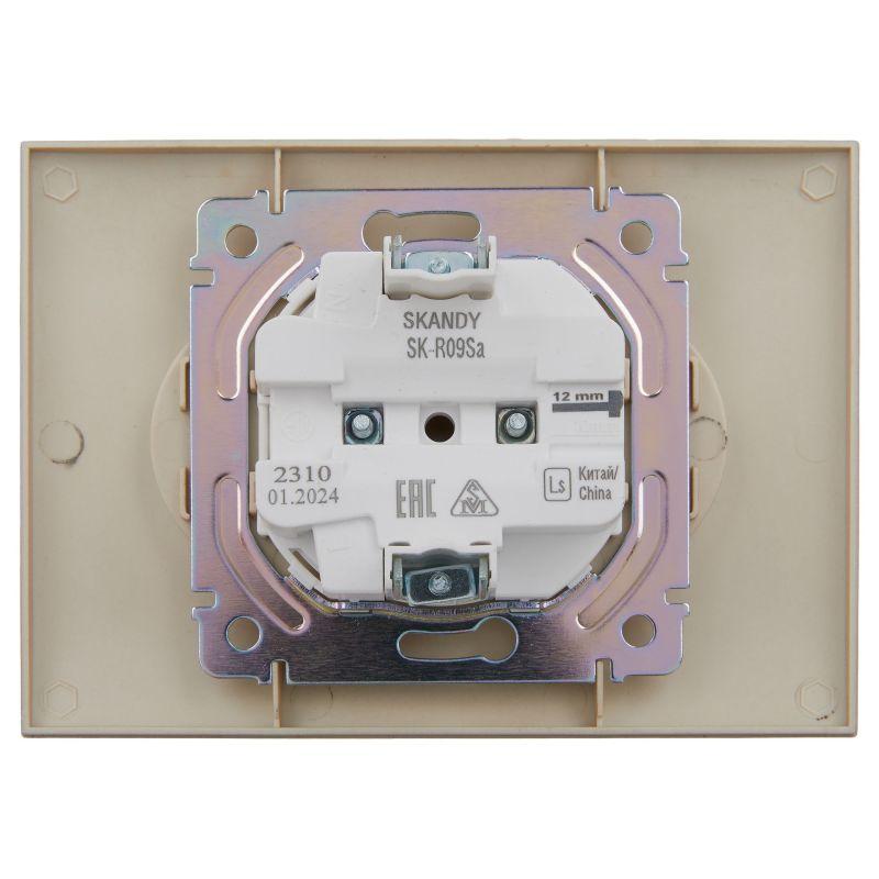 Розетка 2-м SKANDY 10А без заземл. защ. шторки в сборе SK-R09Sa песочн. IEK SK-R23-10-K98-F