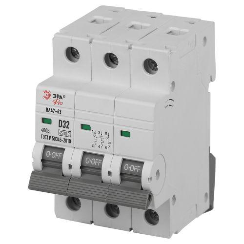 Выключатель автоматический 3п D 32А 4.5кА ВА47-63 PRO ЭРА Б0059480