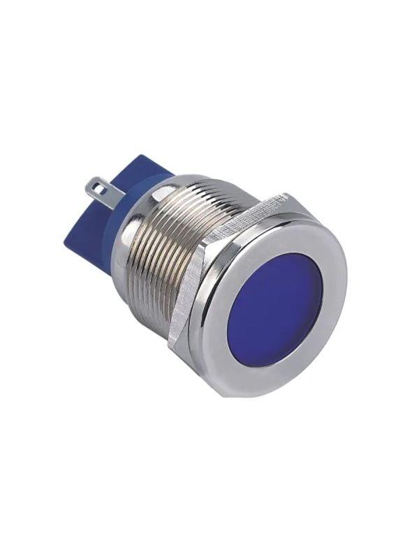 Лампа индикаторная GQ22T-D/L/B/220V/S светодиодная матрица d22мм 220В AC/DC IP67 метал. син. Электротехник ET020081