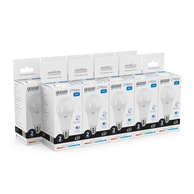 Лампа светодиодная Elementary 35Вт A80 грушевидная 6500К холод. бел. E27 2790лм GAUSS 70235