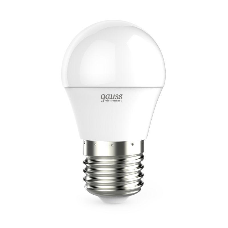 Лампа светодиодная Elementary 6Вт P45 шар 4100К нейтр. бел. E27 450лм GAUSS 53226