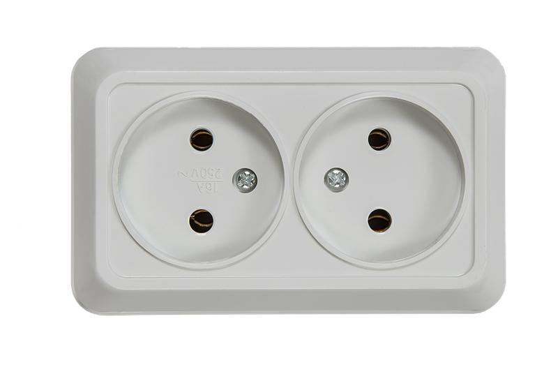 Розетка 2-м ОП Bolleto 7102 16А IP20 бел. ASD / IN HOME 4680005959822