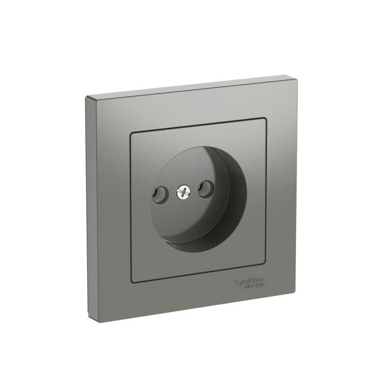 Розетка AtlasDesign 16А без заземл. быстрозажим. клем. в сборе сталь SE ATN000940S