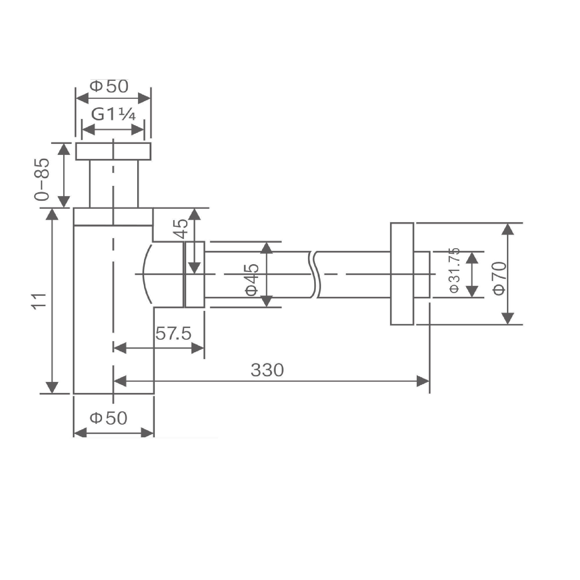 Сифон для раковины Savol S-LSQ01H, черный