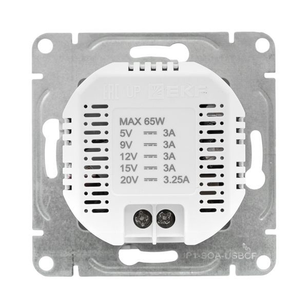 Розетка СП Эпика USB-С быстрая механизм алюм. EKF UP1-SOA-USBCF