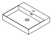 Раковина 60x10x49 см Gelcoat с переливом без отверстия под смеситель белая