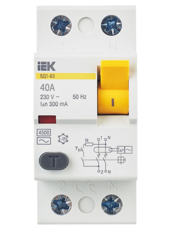 Выключатель дифференциального тока (УЗО) 2п 40А 300мА тип AC ВД1-63 KARAT IEK MDV10-2-040-300