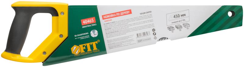Ножовка по дереву средн.кален.зуб 7 ТPI 3D заточка пласт.прорезинен.ручка тефлон.покрытие 450мм FIT 40465