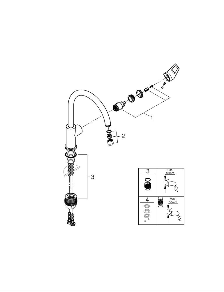 31368001 Смеситель для кухонной мойки GROHE BauLoop, хром