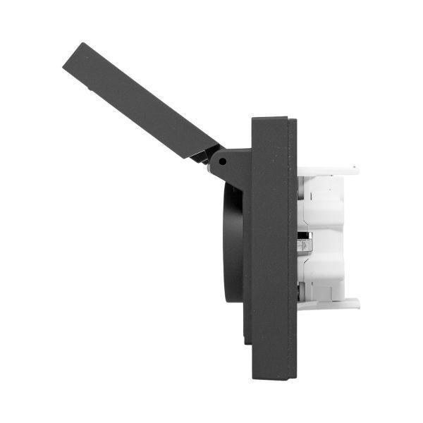 Розетка 2-м СП Эпика 16А IP44 с заземл. защ. шторки с рамкой с крышками механизм черн. EKF UP1-SOB-211-44