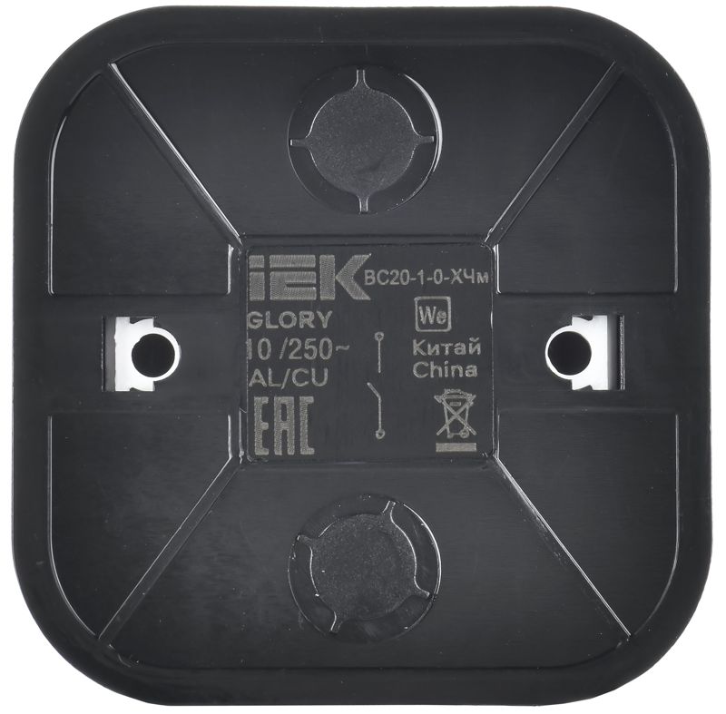 Выключатель 1-кл. ОП GLORY ВС20-1-0-ХЧм 10А черн. матов. IEK EVH10-K02M-10