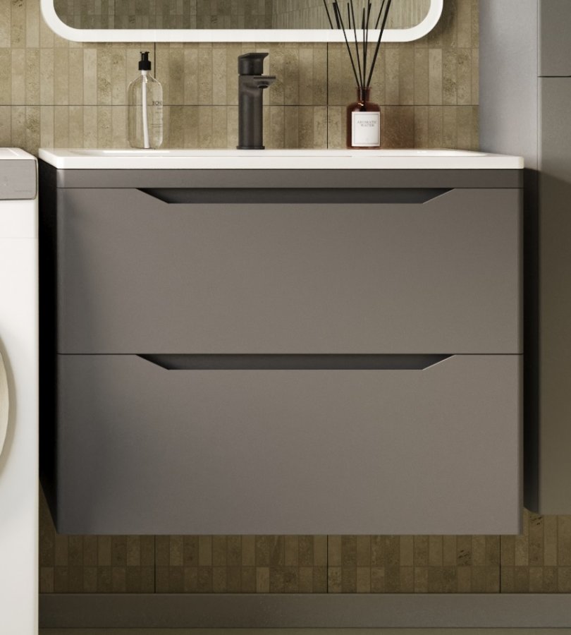 Тумба подвесная "Марелла 70" (2 ящ.) Люкс антискрейтч серый, PLUS