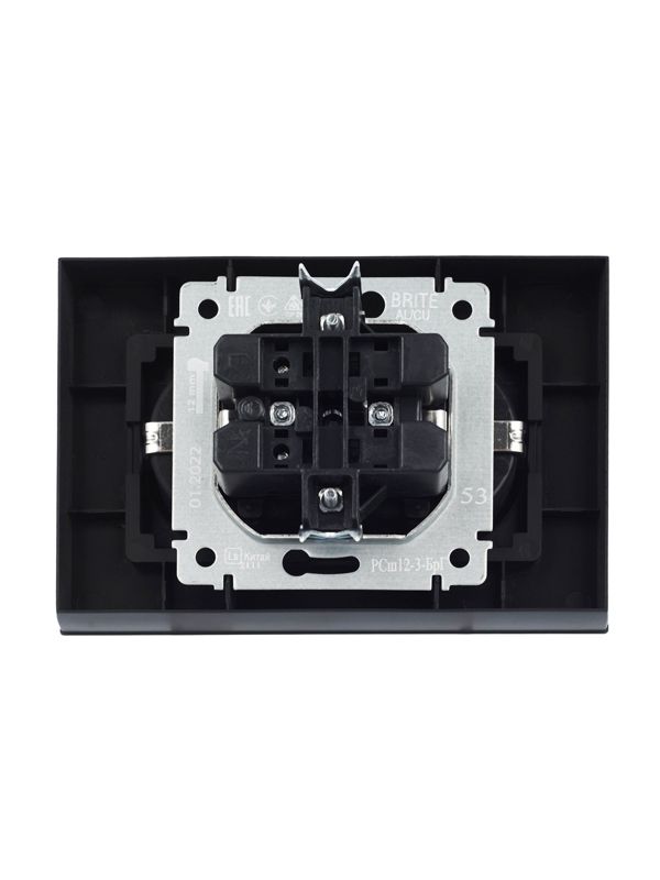 Розетка 2-м СП BRITE РСш12-3-БрГ 16А в сборе с заземл. защ. шторки графит IEK BR-R24-16-K53-F