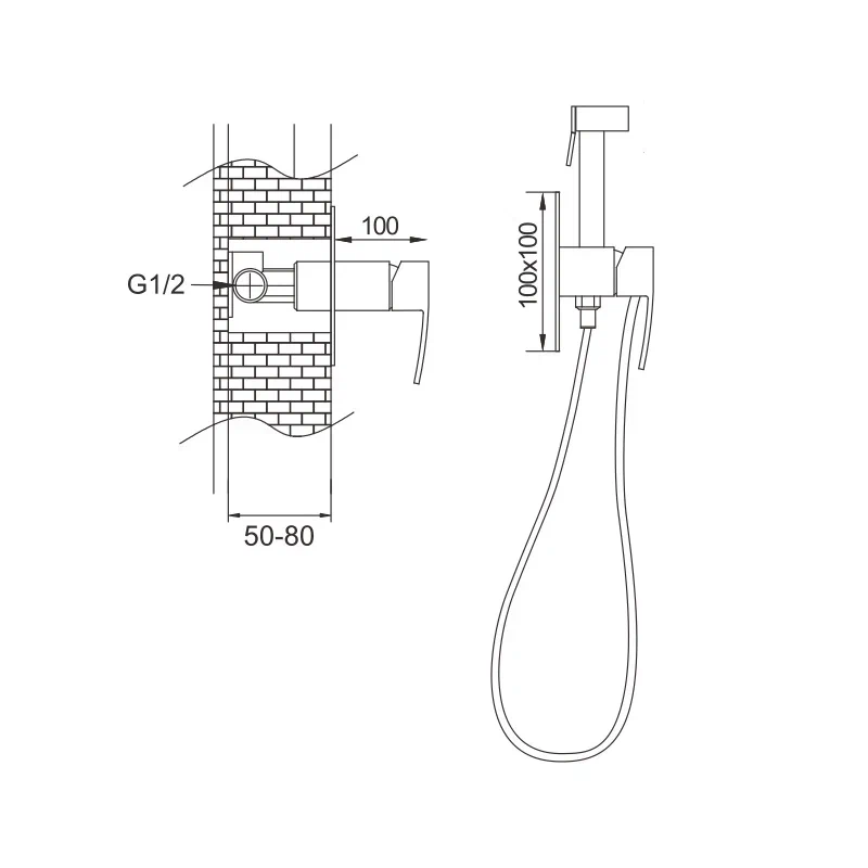 Гигиенический душ со смесителем Rose R1505F, белый/хром