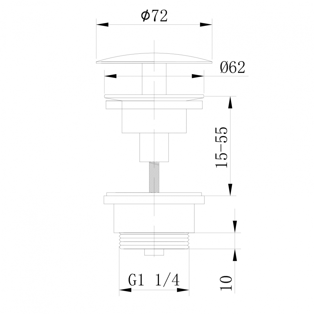 Донный клапан ABBER AF0012 без перелива, фиксированный, хром