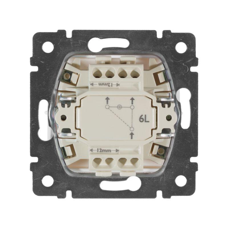 Переключатель проходной 1-кл. СП Valena 10А IP31 250В с зел. индикацией механизм бел. Leg 774426