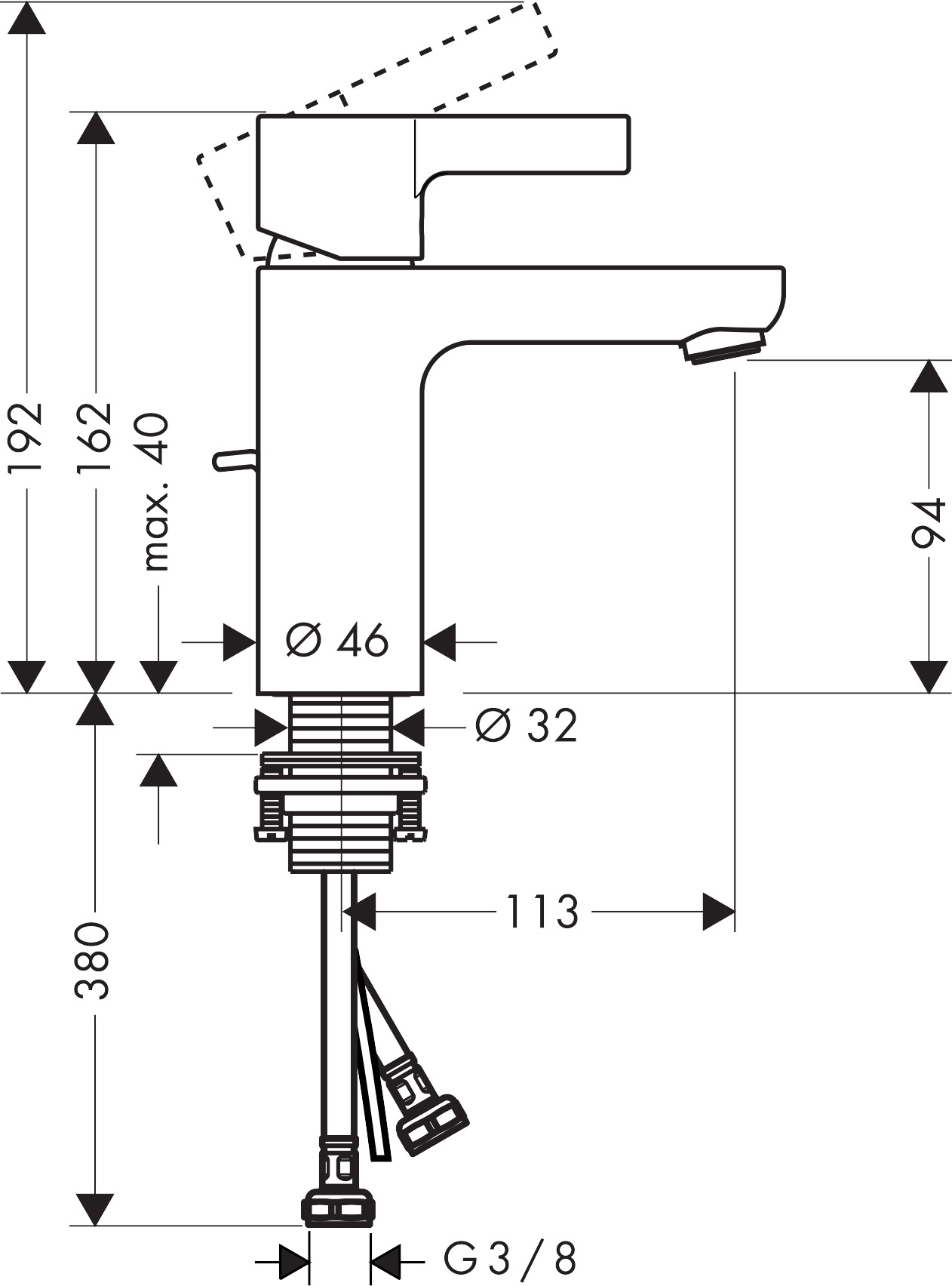 Смеситель Hansgrohe Metris S 31060000 для раковины