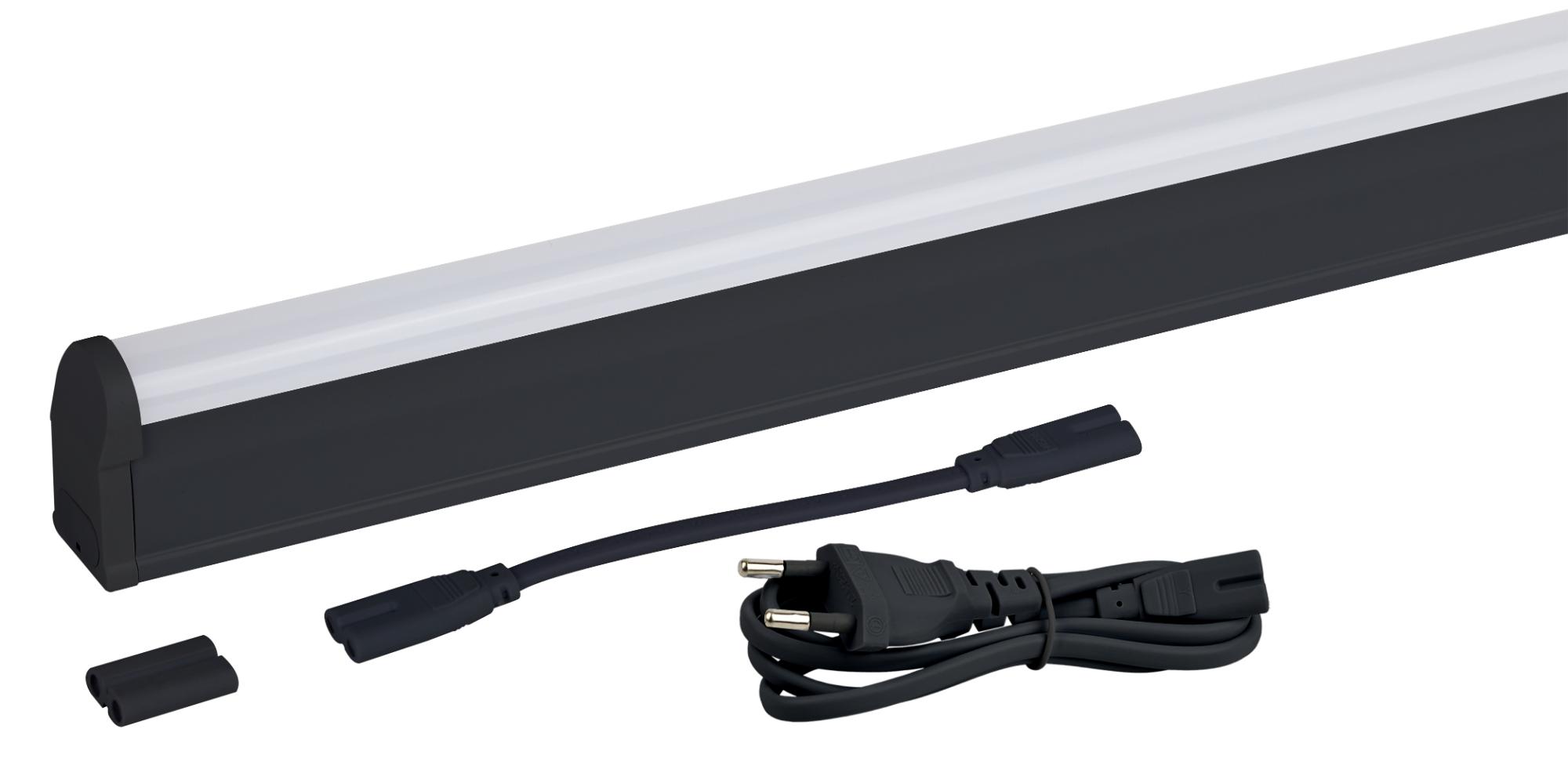 Светильник линейный светодиодный ДПО с выключателем черный L1174мм LLED-01-16W-4000-B 16Вт 4000K L1174мм