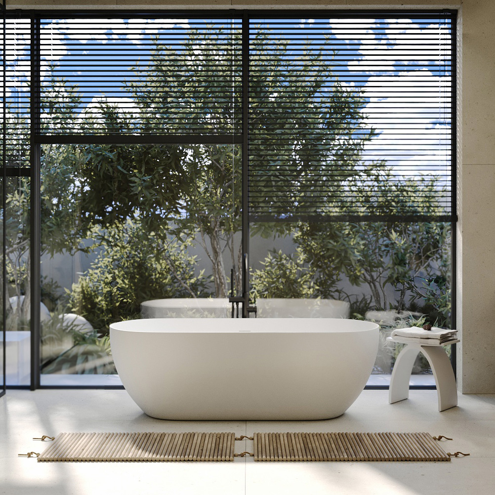 Ванна из искусственного камня ABBER Stein AS9613-1.6 белая матовая