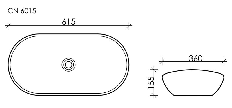 Умывальник чаша накладная овальная Element 620*360*145мм, CN6015