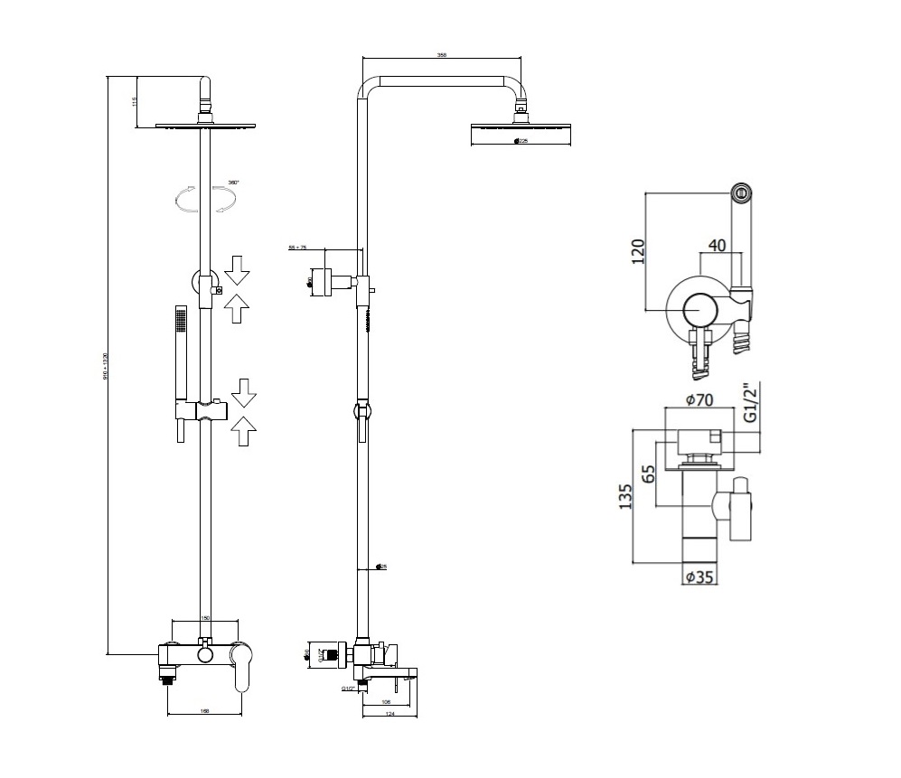 Комплект Paffoni Light KITZCOL632NO110 С ВНУТРЕННЕЙ ЧАСТЬЮ черный матовый