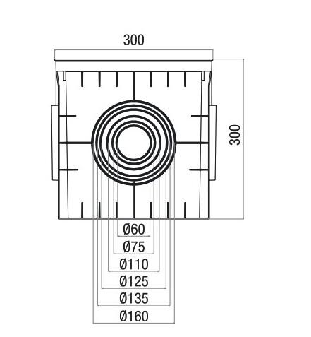 Коробка распределительная 300х300х300мм 4 вывода без крышки пластик сер. Cetinkaya Pano CP303031