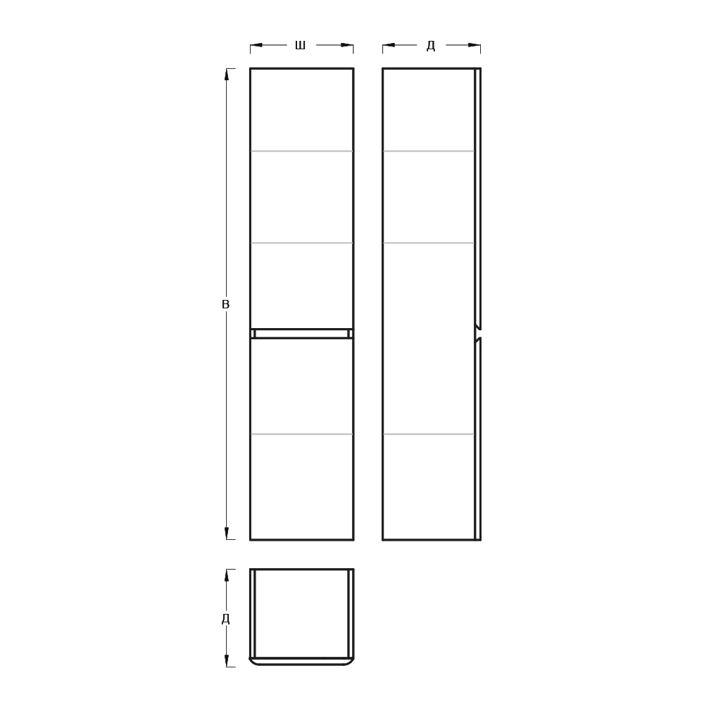 Пенал вертикальный Prestige (левый)