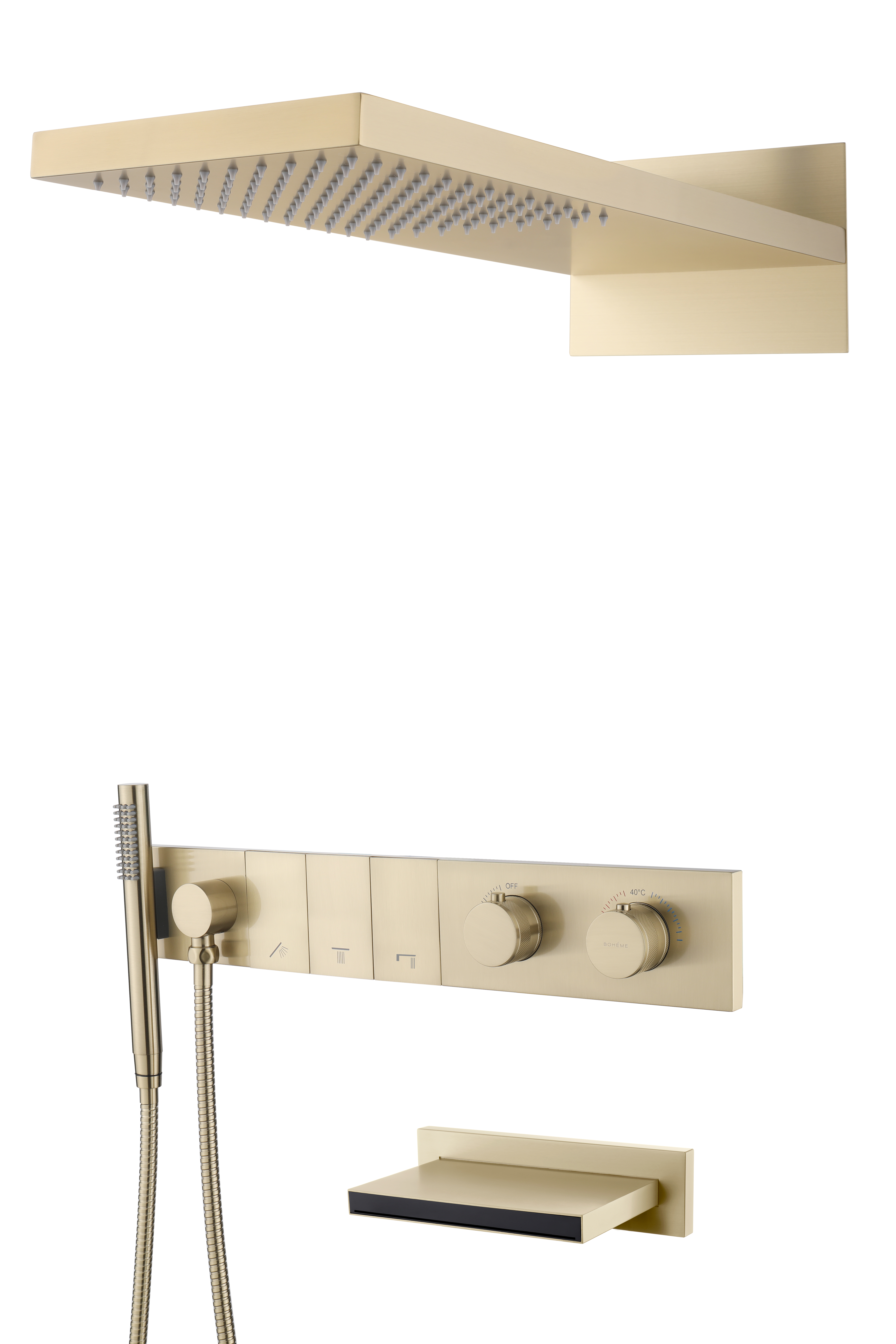 Встроенная душевая система  ZODIAC с термостатом, трехпозиционная GUN METAL