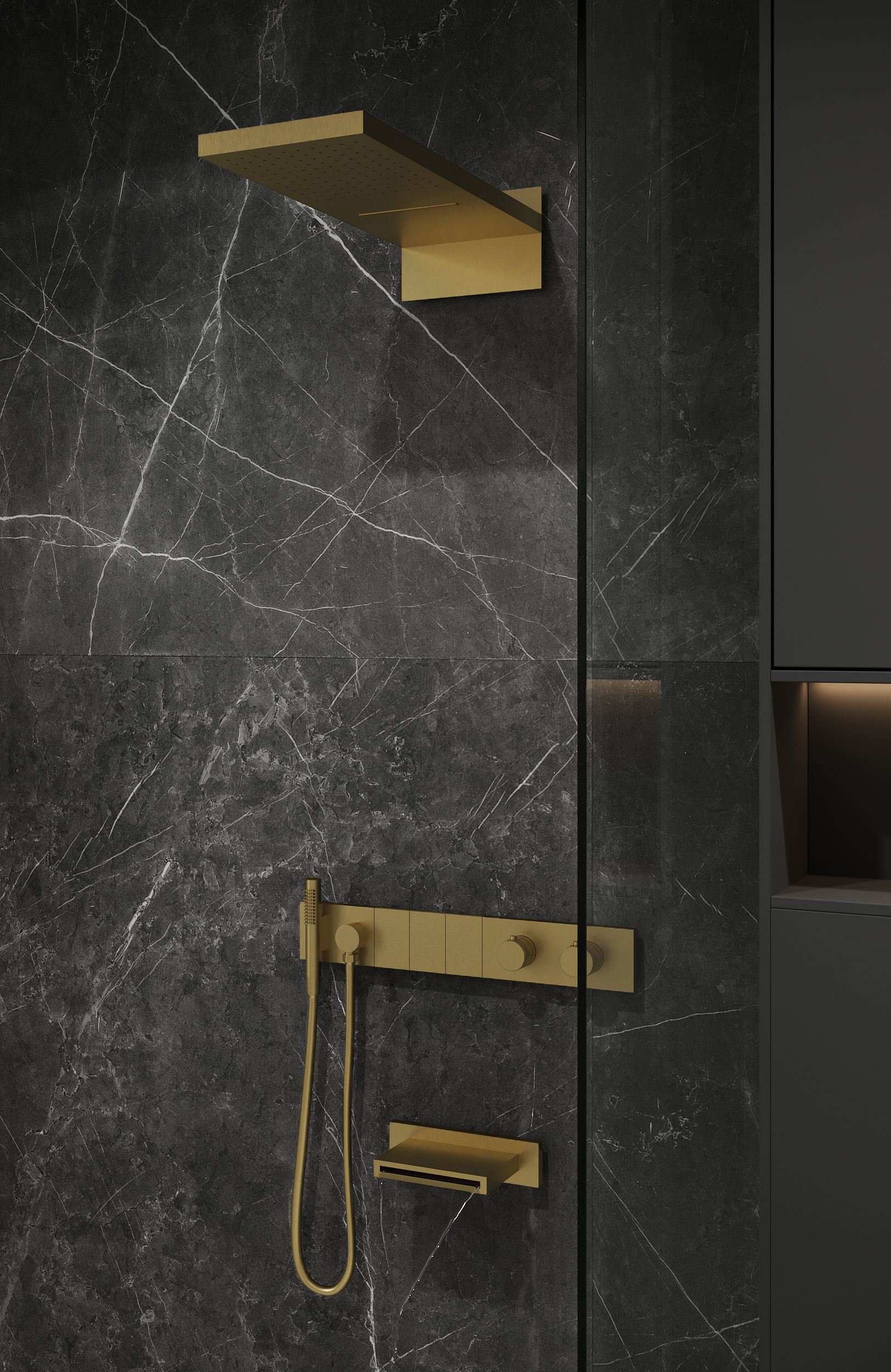 Встроенная душевая система  ZODIAC с термостатом, трехпозиционная GOLD