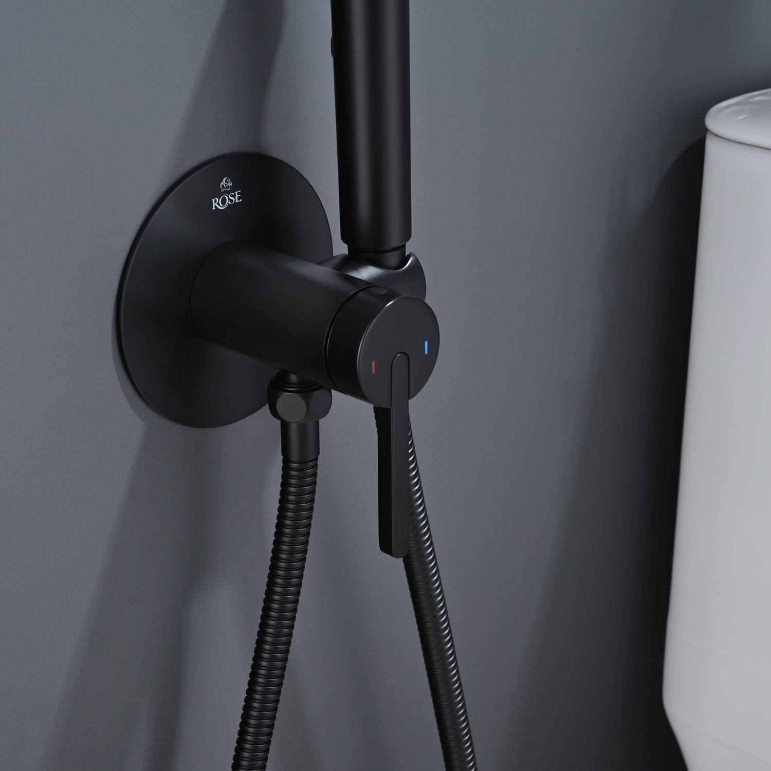 Гигиенический душ со смесителем Rose R235H, черный