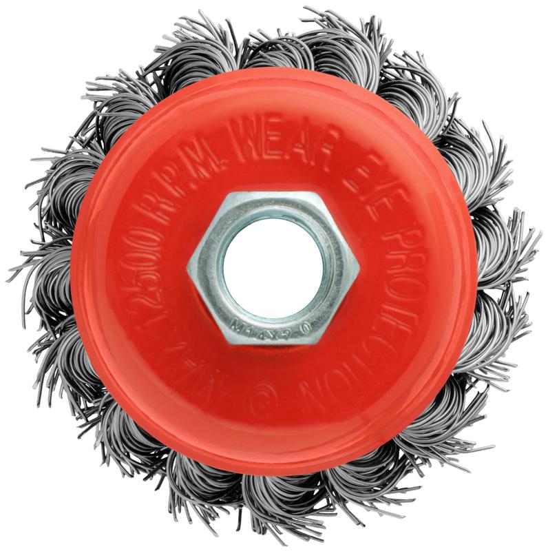 Корщетка-чашка гайка М14 стальная витая проволока 65мм блистер КУРС 39096